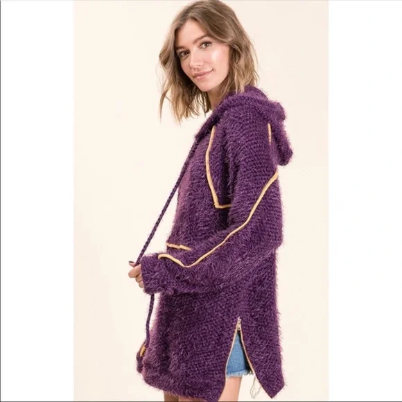 Ces Femme Purple Fuzzy pullover Hoodie - Picture 5 of 11
